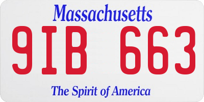 MA license plate 9IB663