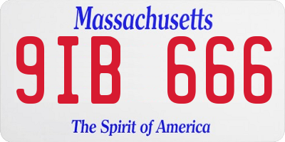 MA license plate 9IB666