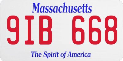 MA license plate 9IB668