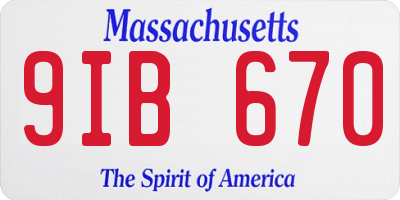 MA license plate 9IB670