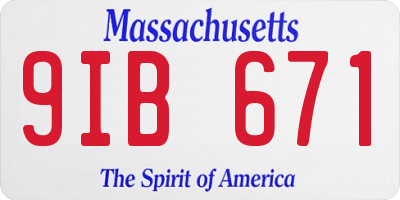 MA license plate 9IB671