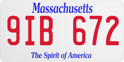 MA license plate 9IB672