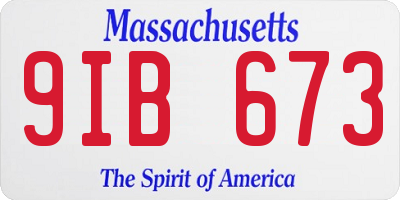 MA license plate 9IB673