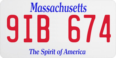 MA license plate 9IB674