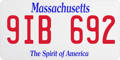 MA license plate 9IB692
