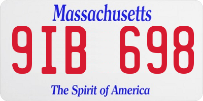MA license plate 9IB698