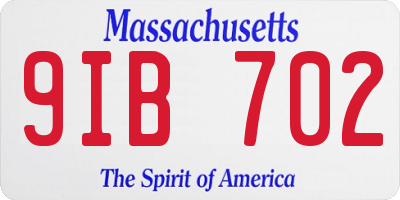 MA license plate 9IB702