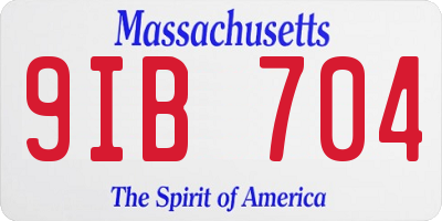 MA license plate 9IB704