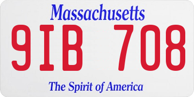MA license plate 9IB708