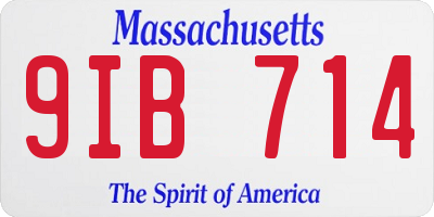 MA license plate 9IB714