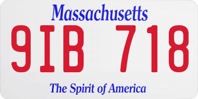 MA license plate 9IB718