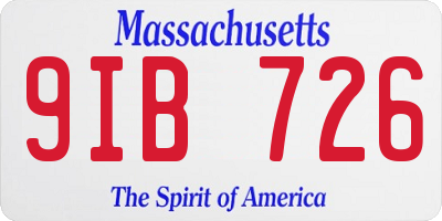 MA license plate 9IB726
