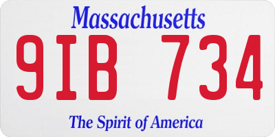 MA license plate 9IB734