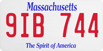 MA license plate 9IB744