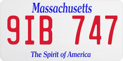 MA license plate 9IB747