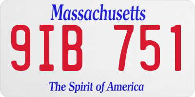 MA license plate 9IB751