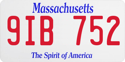 MA license plate 9IB752