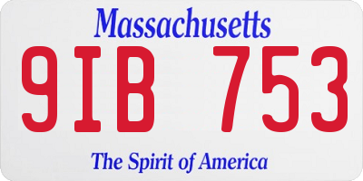 MA license plate 9IB753
