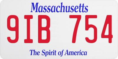 MA license plate 9IB754