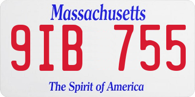 MA license plate 9IB755