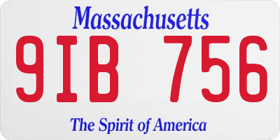 MA license plate 9IB756