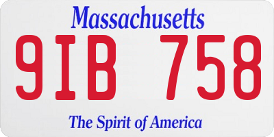 MA license plate 9IB758
