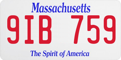 MA license plate 9IB759