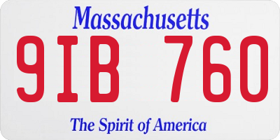 MA license plate 9IB760