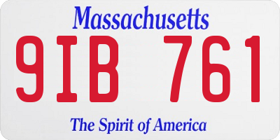 MA license plate 9IB761
