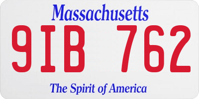 MA license plate 9IB762
