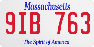 MA license plate 9IB763