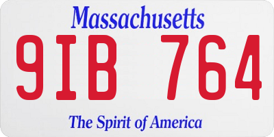 MA license plate 9IB764