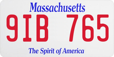 MA license plate 9IB765