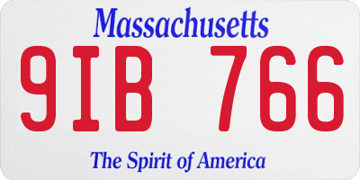 MA license plate 9IB766