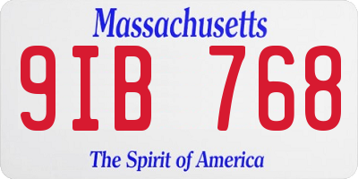MA license plate 9IB768