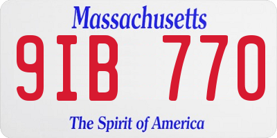 MA license plate 9IB770
