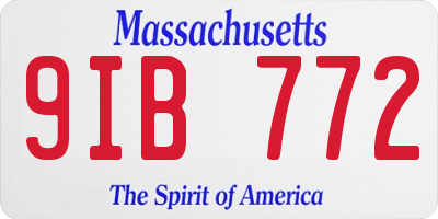 MA license plate 9IB772