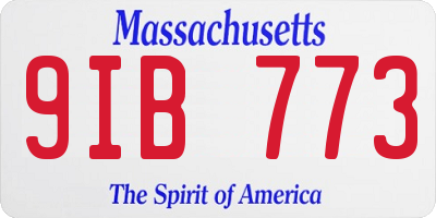 MA license plate 9IB773