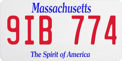 MA license plate 9IB774