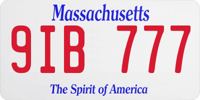 MA license plate 9IB777