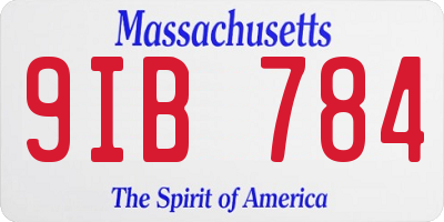 MA license plate 9IB784