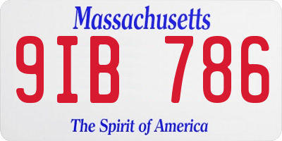 MA license plate 9IB786