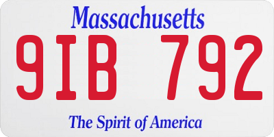 MA license plate 9IB792