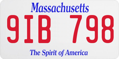 MA license plate 9IB798
