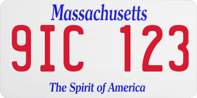 MA license plate 9IC123