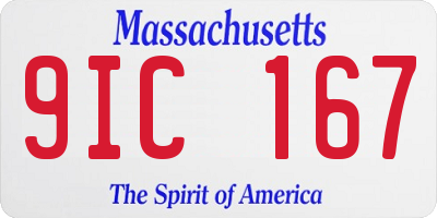 MA license plate 9IC167