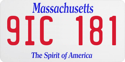 MA license plate 9IC181