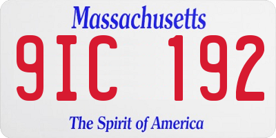 MA license plate 9IC192