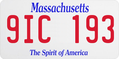 MA license plate 9IC193