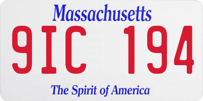 MA license plate 9IC194